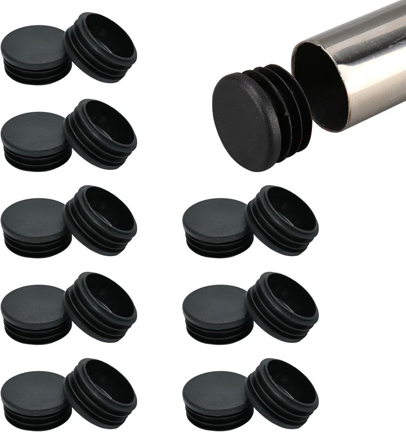 BOPOREAE 16 Pack 2" (50 mm) OD Ribbed Plastic Hole Plugs, Round Ribbed Metal Tubing End Caps, Glide Insert Furniture & Fence Finishing Plugs, Durable & Noise Reduction Plastic Pipe Plug, Black - Image 1
